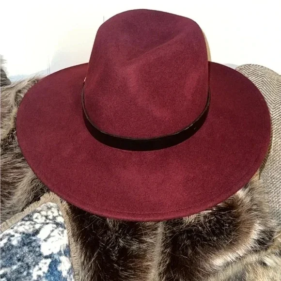 ALL SAINTS Designer Women’s Wool Logo Rivet Lux Fedora Wide Brim Hat - Picture 7 of 15